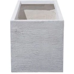 Jardinière Cache-Pot Blanc Effet Pierre En Mélange De Fibres 37 X 80 X 38 Cm Bac à Fleurs Au Design Moderne Idéal Pour Extérieur Et Intérieur Beliani -Outsunny Eda Magasin 8464073 5