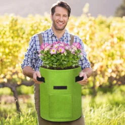 AUFUN 3X Sacs De Plantation Pour Pommes De Terre 10 Gall, 38 L, Réutilisables, Pour La Culture Des Fraises, Carottes, Tomates, Fleurs (35 X 40 Cm, Vert) -Outsunny Eda Magasin 85430892 4