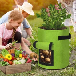 AUFUN 2X Sacs De Plantation Pour Pommes De Terre 10 Gall, 38 L, Réutilisables, Pour La Culture Des Fraises, Carottes, Tomates, Fleurs (35 X 40 Cm, Vert) -Outsunny Eda Magasin 85430977 3