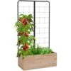 Jardinière En Bois JESSY 80 X 30 CM Avec Treillis Carré Potager -Outsunny Eda Magasin 85562539 1