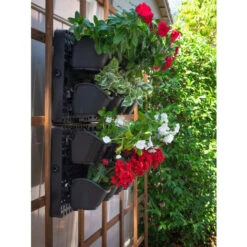 JARDINIÈRE VERTICALE Brevetée, Mur Vert Suspendu Extensible Avec Système De Micro Goutteur Intégré - Pot De Fleurs, Pot De Fleurs D'extérieur 100% Plastique Recyclé Sans BPA Noir -Outsunny Eda Magasin 86491988 4