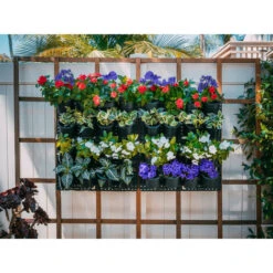 JARDINIÈRE VERTICALE Brevetée, Mur Vert Suspendu Extensible Avec Système De Micro Goutteur Intégré - Pot De Fleurs, Pot De Fleurs D'extérieur 100% Plastique Recyclé Sans BPA Noir -Outsunny Eda Magasin 86491988 5