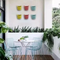 Promo Suspendu Mural 6 Pots De Fleurs Simples - 100% Plastique Recyclé Sans BPA, Gratuit Pour Bricoler Votre Décoration Colorée Pour Le Jardin Maison (coloré) à La Fois Intérieur Et Extérieur -Outsunny Eda Magasin 86491991 4