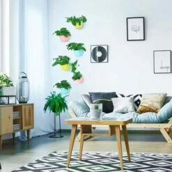 Promo Suspendu Mural 6 Pots De Fleurs Simples - 100% Plastique Recyclé Sans BPA, Gratuit Pour Bricoler Votre Décoration Colorée Pour Le Jardin Maison (coloré) à La Fois Intérieur Et Extérieur -Outsunny Eda Magasin 86491991 5