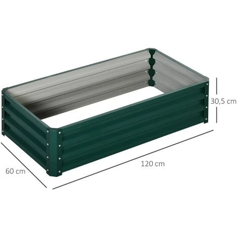 OUTSUNNY Carré Potager De Jardin Dim. 120L X 60l X 30H Cm Tôle D'acier Ondulée Vert 5 OUTSUNNY Carré Potager De Jardin Dim. 120L X 60l X 30H Cm Tôle D'acier Ondulée Vert – Image 3