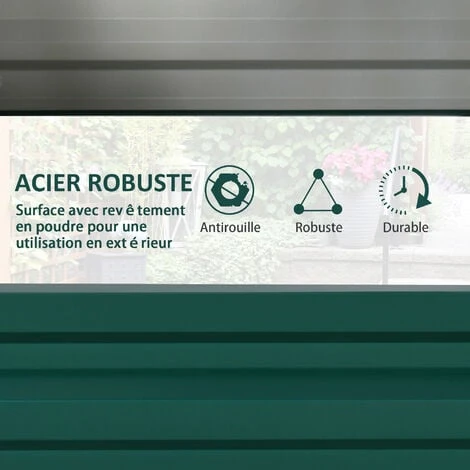 OUTSUNNY Carré Potager De Jardin Dim. 120L X 60l X 30H Cm Tôle D'acier Ondulée Vert 6 OUTSUNNY Carré Potager De Jardin Dim. 120L X 60l X 30H Cm Tôle D'acier Ondulée Vert – Image 4