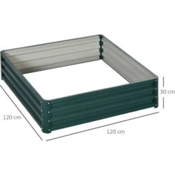 OUTSUNNY Carré Potager De Jardin Dim. 120L X 120l X 30H Cm Tôle D'acier Ondulée Vert Foncé -Outsunny Eda Magasin 86507409 3