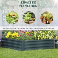 OUTSUNNY Carré Potager De Jardin Dim. 120L X 120l X 30H Cm Tôle D'acier Ondulée Vert Foncé -Outsunny Eda Magasin 86507409 4