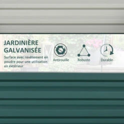 OUTSUNNY Carré Potager De Jardin Dim. 120L X 120l X 30H Cm Tôle D'acier Ondulée Vert Foncé -Outsunny Eda Magasin 86507409 5