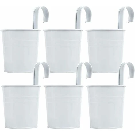 DHKLFA Lot De 6 Pots De Fleurs Intérieur Suspendu En Métal Avec Crochet Amovible Décoration Jardinage - Blanc 3 DHKLFA Lot De 6 Pots De Fleurs Intérieur Suspendu En Métal Avec Crochet Amovible Décoration Jardinage - Blanc