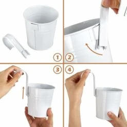 DHKLFA Lot De 6 Pots De Fleurs Intérieur Suspendu En Métal Avec Crochet Amovible Décoration Jardinage - Blanc 11 DHKLFA Lot De 6 Pots De Fleurs Intérieur Suspendu En Métal Avec Crochet Amovible Décoration Jardinage - Blanc -Outsunny Eda Magasin 86521667 5