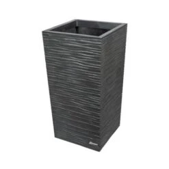 Pot Fleurs 'SERENA' 34x34 H66cm Gris En Caoutchouc Recyclé