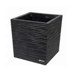 Pot Fleurs 'SERENA' 34x34 Hauteur 36cm Gris En Caoutchouc Recyclé