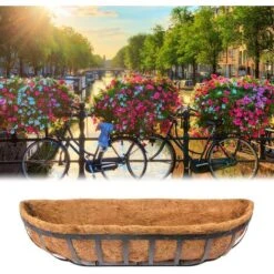 Trough Coco Liner Demi-Lune Forme Panier De Jardinière En Fibre De Coco Tentures Murales Naturelles Jardinière De Noix De Coco Pour Décoration De Fleurs De Jardin,États-Unis,24inch Pratique -Outsunny Eda Magasin 87221574 4