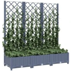 Elegant-Stil Jardinière Avec Treillis Gris Foncé 120x40x121,5 Cm PP,pour Salon/Jardin,Montage Facile,8,79 Kg -Outsunny Eda Magasin 87470871 3