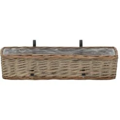 Elegant-Stil Jardinière De Balcon 2 Pcs Osier Avec Doublure En PE 60 Cm,pour Salon/Jardin,Montage Facile,2,55 Kg -Outsunny Eda Magasin 87471802 3