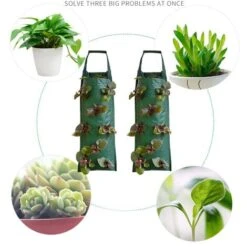 Jardin Fraise Tomate Suspendu Cultiver Sacs De Jardinière Pot De Plante Conteneur Non-tissé Vertical Jardin Suspendu Plantes Cultiver Des Sacs 02(6 Poches) -Outsunny Eda Magasin 87485425 5