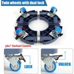 Porte Plante A Roulettes Rotation à 360°, Capacité De 200 KG, Plateau Roulant Réglable Ø 40-54cm, Support De Pot De Fleur Pour Intérieur à Extérieur, Plante,Pied De Parasol,Poubelle,Bleu -Outsunny Eda Magasin 87900773 4