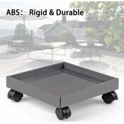MINKUROW Support De Pot De Fleur À Roulette, Porte Plante A Roulettes, Soucoupe Pour Plantes En Abs, Pour Déplacer Les Jardinières En Pot, Plantes À Fleurs De Pont, Capacité De Charge 50kg(Carré) -Outsunny Eda Magasin 87950770 3
