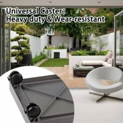 MINKUROW Support De Pot De Fleur À Roulette, Porte Plante A Roulettes, Soucoupe Pour Plantes En Abs, Pour Déplacer Les Jardinières En Pot, Plantes À Fleurs De Pont, Capacité De Charge 50kg(Carré) -Outsunny Eda Magasin 87950770 4