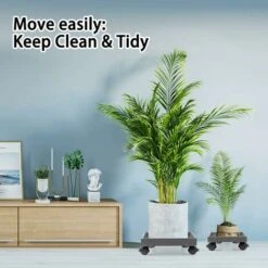 MINKUROW Support De Pot De Fleur À Roulette, Porte Plante A Roulettes, Soucoupe Pour Plantes En Abs, Pour Déplacer Les Jardinières En Pot, Plantes À Fleurs De Pont, Capacité De Charge 50kg(Carré) -Outsunny Eda Magasin 87950770 5