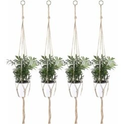 AIDUCHO 4 Paquets Suspension Plante, Pot Suspendu Plante, Pour Suspendre Pot De Fleur Suspension Suspendue Décoration Balcon Maison, 4 Jambes En Corde, 90 Cm
