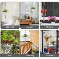 AIDUCHO 4 Paquets Suspension Plante, Pot Suspendu Plante, Pour Suspendre Pot De Fleur Suspension Suspendue Décoration Balcon Maison, 4 Jambes En Corde, 90 Cm -Outsunny Eda Magasin 88059560 5