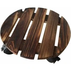 Caddy Rond En Bois D'Usine Avec L'Usine Mobile De Roues De Roulement Support De Pot De Fleur Roulant Pour Jardin Domestique Intérieur Extérieur -Outsunny Eda Magasin 88338037 3