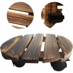 Caddy Rond En Bois D'Usine Avec L'Usine Mobile De Roues De Roulement Support De Pot De Fleur Roulant Pour Jardin Domestique Intérieur Extérieur -Outsunny Eda Magasin 88338037 4