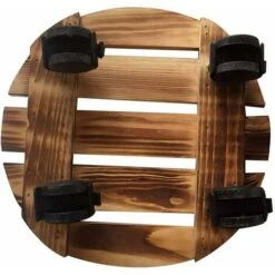 Caddy Rond En Bois D'Usine Avec L'Usine Mobile De Roues De Roulement Support De Pot De Fleur Roulant Pour Jardin Domestique Intérieur Extérieur -Outsunny Eda Magasin 88338037 5