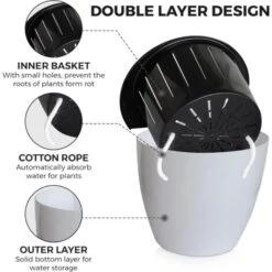 AIDUCHO Jardinières Suspendues à Arrosage Automatique Lot De 7 Deco Mural Pot De Fleur Interieur, Exterieur Decoration Murale Fenêtre Blanc Plastique, Grande, 18 Cm 11 AIDUCHO Jardinières Suspendues à Arrosage Automatique Lot De 7 Deco Mural Pot De Fleur Interieur, Exterieur Decoration Murale Fenêtre Blanc Plastique, Grande, 18 Cm -Outsunny Eda Magasin 88570494 5