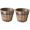 2x Planteurs De Baril De Seau En Bois Jardinières En Tonneau En Bois, Jardinières De Patio Rustiques, Pots De Fleurs, 10x12CM