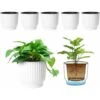 AIDUCHO 6pcs Bac à Fleurs Auto-Irrigation Plastique Rond - Blanc, Pot Avec Réserve D'eau Pot Avec Système D'Arrosage Pour Planter Les Plantes Fleur Facilement, Décoration Pour Jardin Maison 15cm -Outsunny Eda Magasin 88646731 1