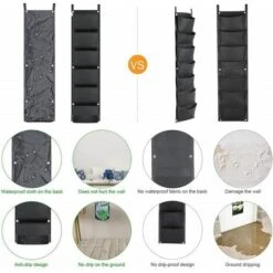 Lot De 1 Sac De Plantation Vertical à Suspendre Au Mur Pour Intérieur Ou Extérieur. Cour. Balcon. Fleurs. Herbes. Plantes Grasses. Fraises (B) -Outsunny Eda Magasin 88675085 4