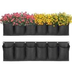 6 Poches Suspendues Jardinière Murale Mise à Niveau étanche Couche Jardin Sac De Plantation élargi Et Approfondi Poches Pour Balcon Jardin Cour Bureau Décoration De La Maison