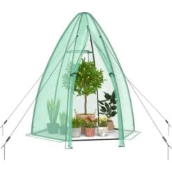 RELAX4LIFE Serre De Jardin 160X160X183cm Avec Housse De Protection, Serre Pour Plantes Avec Porte à Fermeture à Glissière Et Fenêtre Enroulable, Résistant Aux Intempéries, Pour Jardin, Balcon