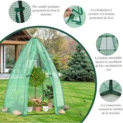 RELAX4LIFE Serre De Jardin 160X160X183cm Avec Housse De Protection, Serre Pour Plantes Avec Porte à Fermeture à Glissière Et Fenêtre Enroulable, Résistant Aux Intempéries, Pour Jardin, Balcon -Outsunny Eda Magasin 89332147 4