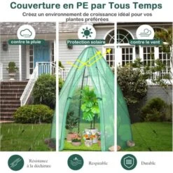 RELAX4LIFE Serre De Jardin 160X160X183cm Avec Housse De Protection, Serre Pour Plantes Avec Porte à Fermeture à Glissière Et Fenêtre Enroulable, Résistant Aux Intempéries, Pour Jardin, Balcon -Outsunny Eda Magasin 89332147 5