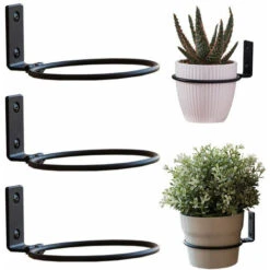 3 Pcs Support Pot De Fleur Anneau En Métal Supports Muraux Pour Pot De Fleurs Avec Vis Pour Jardins Couloirs Terrasses - S