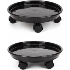Lot De 2 Plante Caddy,Pot De Fleurs Rond Support De Plante En Pot Sur Roues,Heavy Duty Rack Sur Roulettes Dolly Chariot Soucoupe Bac Palette Avec Roulettes Universelles Pour L'intérieur Ou Exté