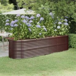 Jardinière De Jardin Acier Enduit De Poudre 296x80x68 Cm Marron