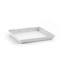 ECOPOTS Soucoupe Square 30 Blanc Pur - 28 X 28 X H. 3 Cm