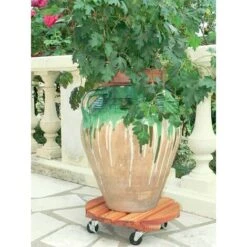 Nortene Support à Roulettes Bois Rond Flora Roll Lasure - 50 Cm -Outsunny Eda Magasin 9026059 3