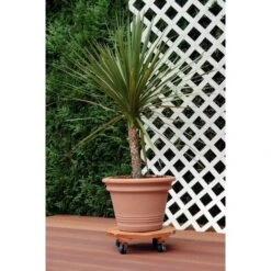 Nortene Support à Roulettes Bois Rond Flora Roll Lasure - 50 Cm -Outsunny Eda Magasin 9026059 5