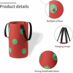 Lot De 3 Sacs De Plantation à Suspendre Pour Tomates, Fraises Et Légumes Multicolores à L'envers Avec 12 Trous De Culture Et Poignée, Sac De Suspension Pour Tomates, Piments, Maison, Jardin -Outsunny Eda Magasin 90717993 3