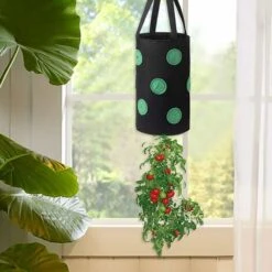 Lot De 3 Sacs De Plantation à Suspendre Pour Tomates, Fraises Et Légumes Multicolores à L'envers Avec 12 Trous De Culture Et Poignée, Sac De Suspension Pour Tomates, Piments, Maison, Jardin -Outsunny Eda Magasin 90717993 5
