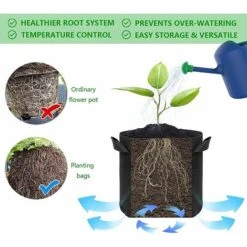 6 Pcs Sac Plantation, Non Tissé Pot En Tissu Avec Poignées Pour Plantation Pommes De Terre Tomates Fraises Végétale Fleurs Et Autres Plantes (2 Gallons) -Outsunny Eda Magasin 90718005 4