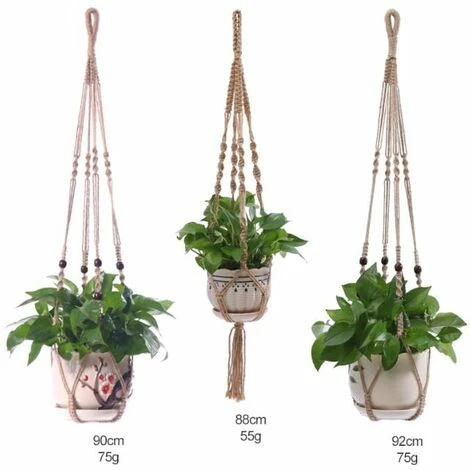 Corde De Plante En Macramé Support De Pot Suspendu Porte-plante Crochet De Suspension Pour Plantes D'intérieur Décoration De Jardin Extérieur Avec, 3 Pièces(1) 4 Corde De Plante En Macramé Support De Pot Suspendu Porte-plante Crochet De Suspension Pour Plantes D'intérieur Décoration De Jardin Extérieur Avec, 3 Pièces(1) – Image 2