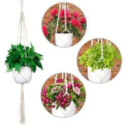 Macrame Suspension Plante Porte Suspendre Décoration Du Jardin Intérieur Extérieur Suspendus Planteur Panier (2 Paquets) -Outsunny Eda Magasin 91593452 4