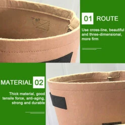 Sac à Plantes 3 PCS 15 Gallons Plantes Sac De Croissance 56L, Sacs De Plantation De Légumes Avec Rabat Et Poignées, Pour Plantation Patate, Carotte, Fraises, Tomates, Fleurs -Outsunny Eda Magasin 92207737 3